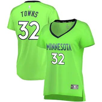 womens fanatics branded karl anthony towns neon green minne-254